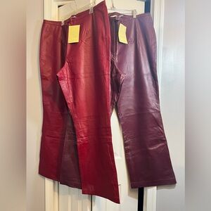 Newport News Red & Purple 100% Genuine Leather Pants